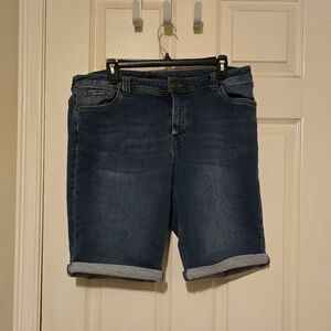 CJ Banks blue denim jean Rolled Cuff bermuda shorts Women's size 14W